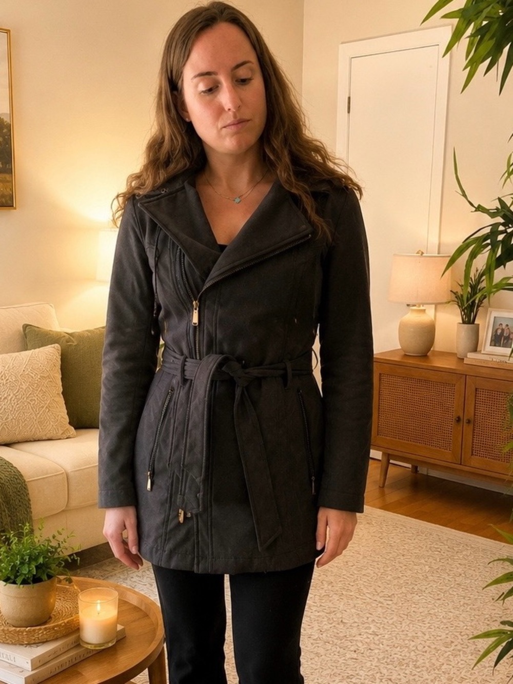 Michael Kors Khaki Belted Trench Coat Jacket